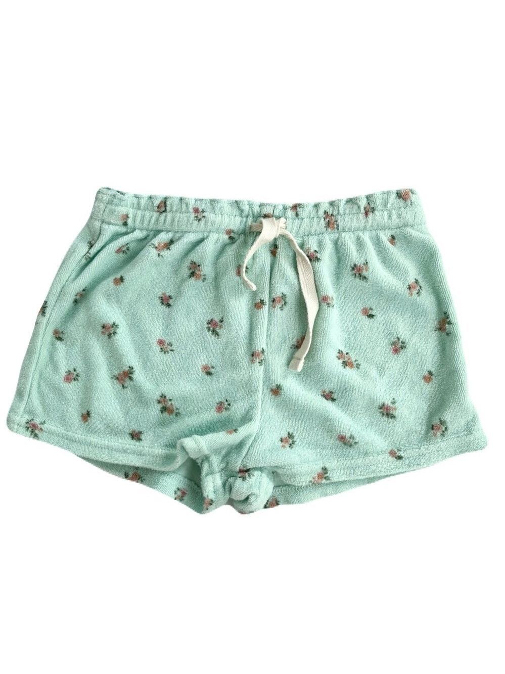 🩵 4/$20 H&M Floral Mint Green‎ Terry Cloth Shorts